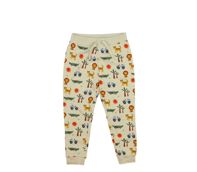 Světle hnědé tepláčky se zvířátky 