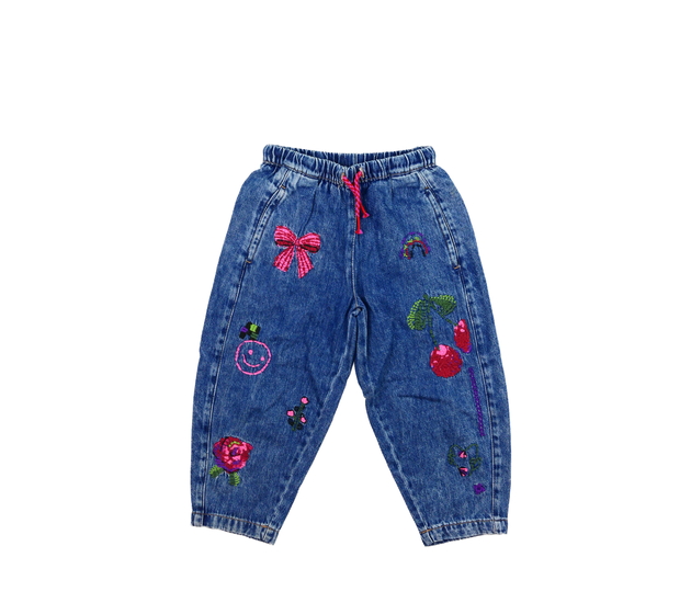 Modré rifle s vyšitými obrázky Next