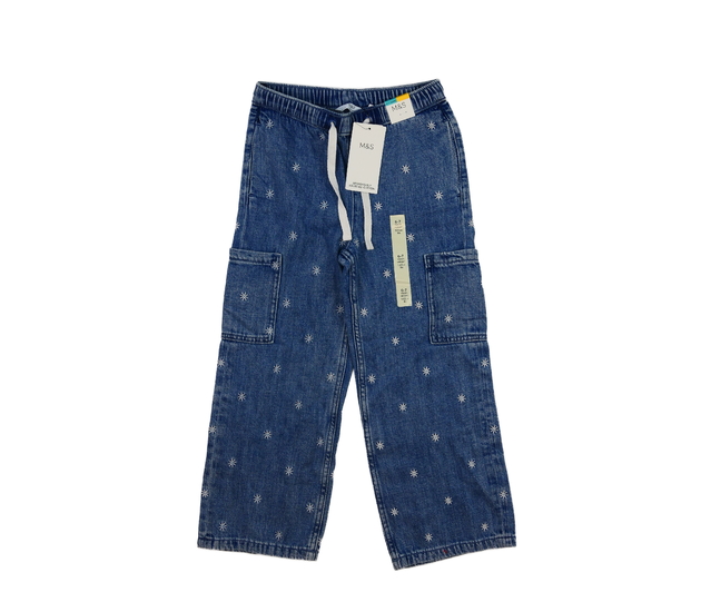 Nové modré rifle s květinami M&S