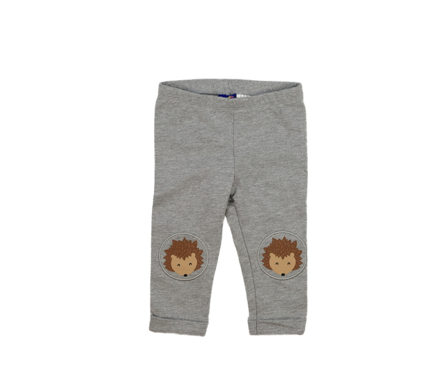 Šedé melírované teplejší legíny s ježky 