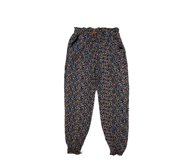 Tmavé květinové vzdušné kalhoty Primark 