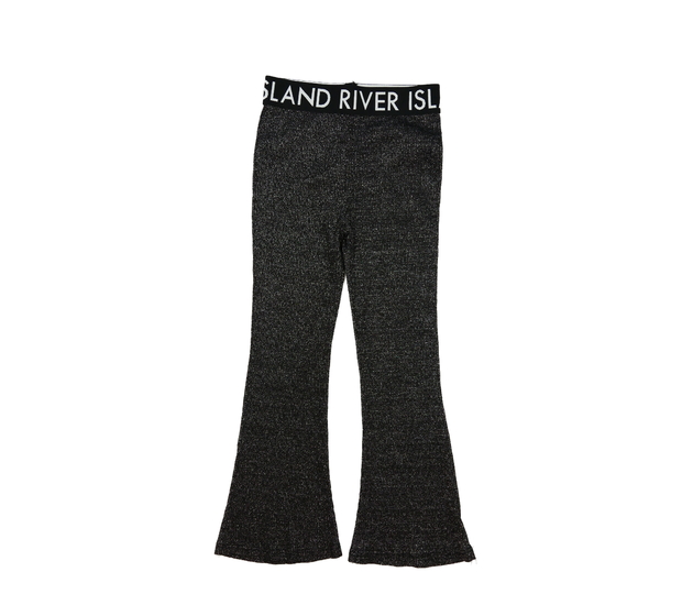 Černé lesklé zvonové legíny River Island 