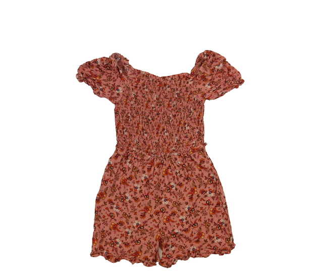 Starorůžový květinový vzdušný overal Tu