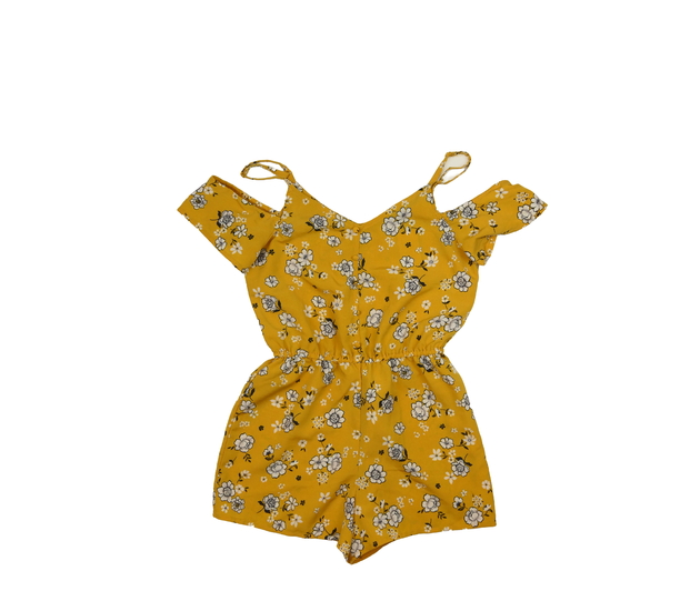 Žlutý květinový vzdušný kraťasový overal New Look
