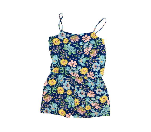 Modrý vzdušný květinový kraťasový overal John Lewi