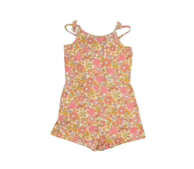 Růžový květinový kraťasový overal George