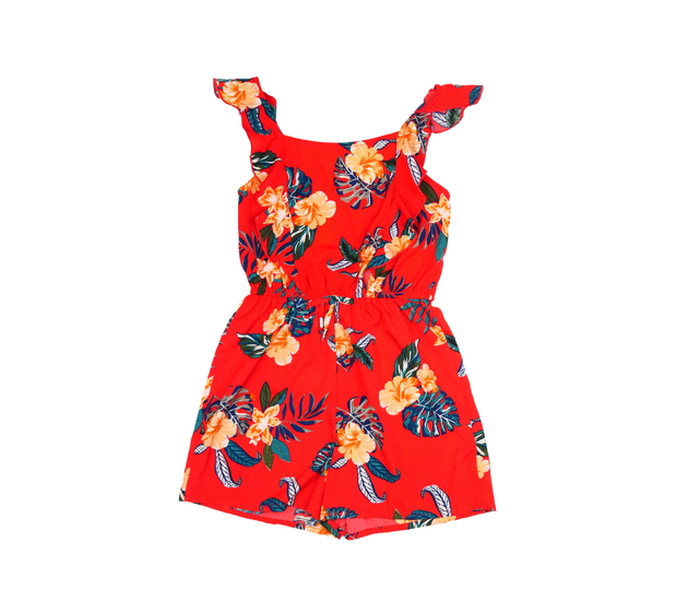 Červený vzdušný kraťasový overal Primark