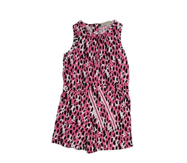 Růžový vzorovaný kraťasový overal 