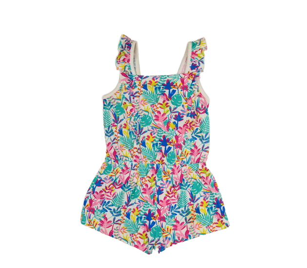 Květinový kraťasový overal s volánky