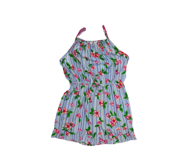 Pruhovaný květinový lehký kraťasový overal Primark