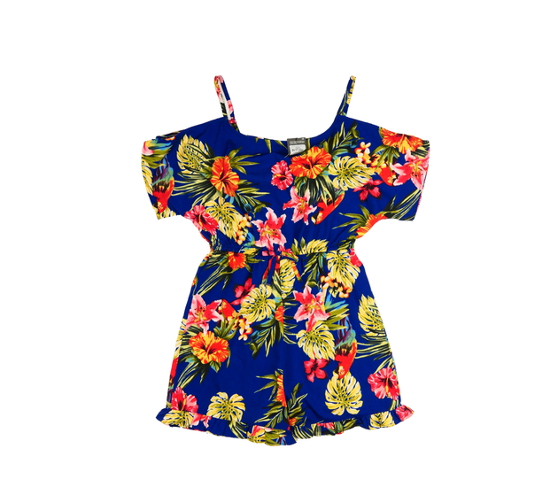 Nový tmavomodrý květinový kraťasový overal Primark