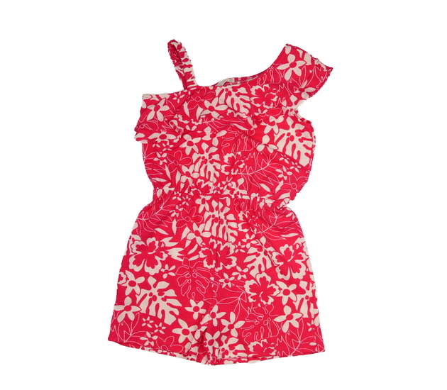 Červený květinový kraťasový overal Primark