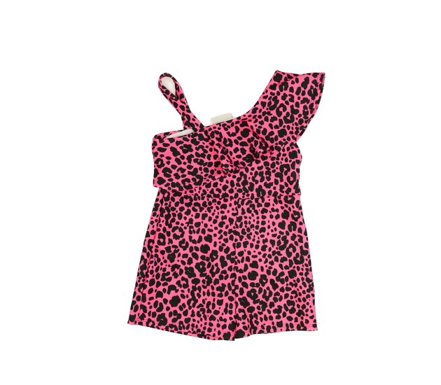 Růžový vzorovaný kraťasový overal 