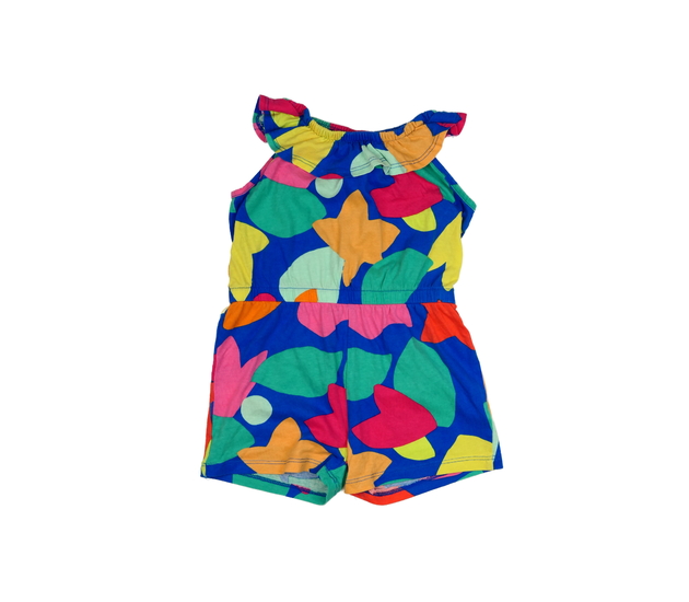 Modrý vzorovaný kraťasový overal Tu