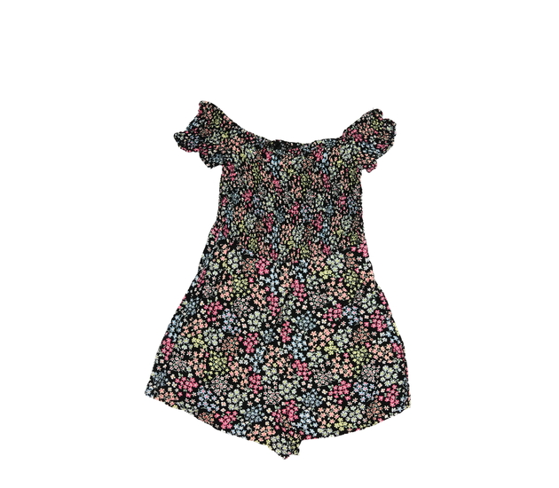 Černý květinový kraťasový overal New Look