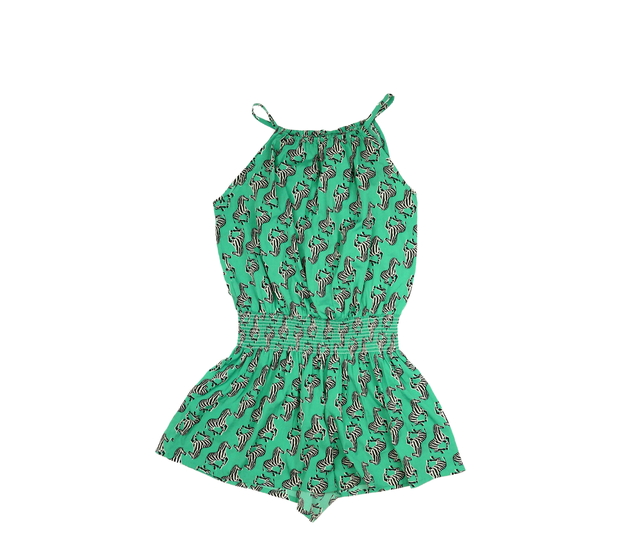 Zelený vzdušný kraťasový overal se zebrami M&Co