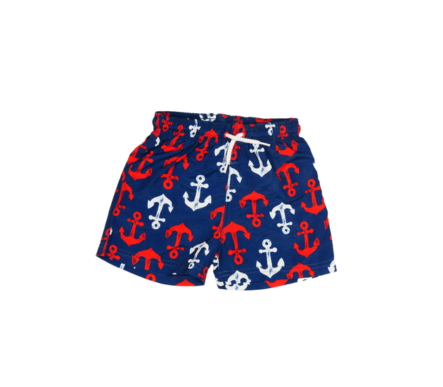 Tmavé plážové kraťasy s kotvami 