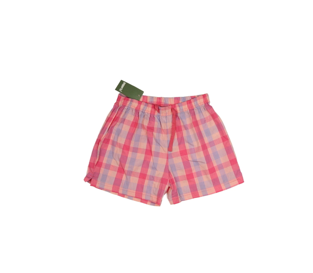 Nové růžové kostkované kraťasy