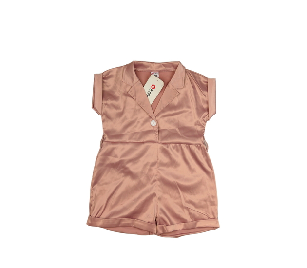 Nový růžový saténový kraťasový overal 