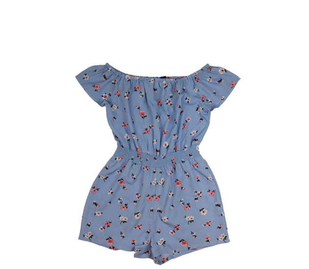 Modrý květinový kraťasový overal New Look