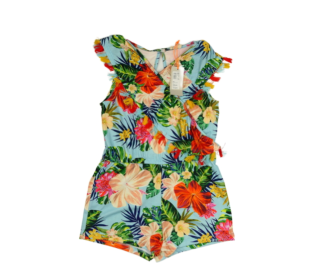 Nový modrý květinový kraťasový overal River Island