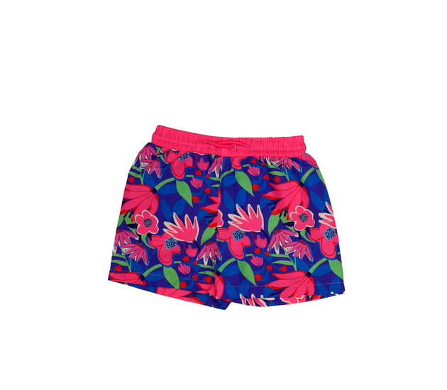 Růžovo-modré květinové letní kraťasy Tu