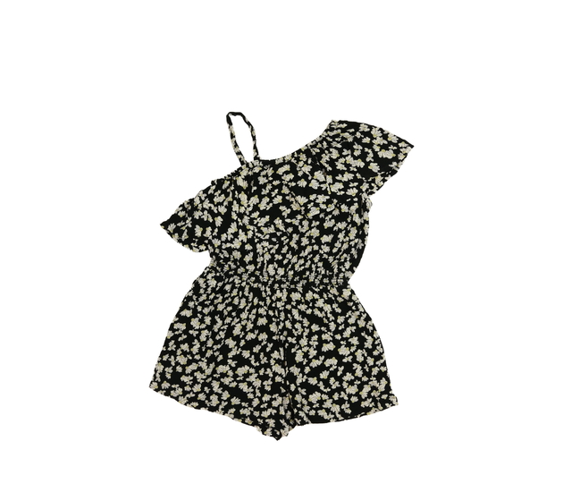 Černý kraťasový overal s květinami Next
