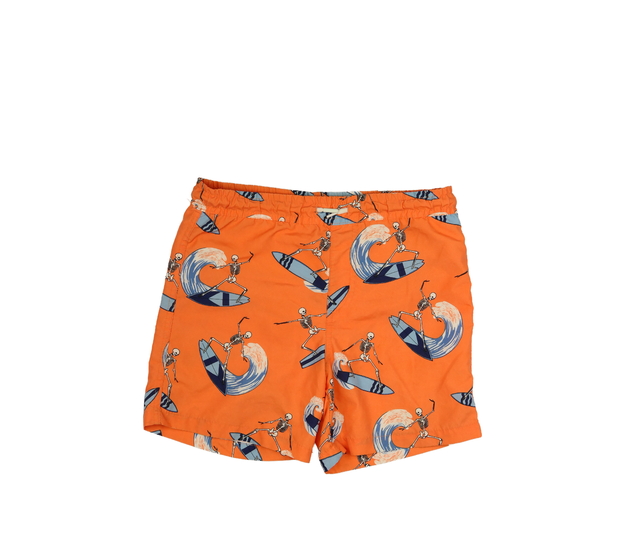 Oranžové kraťasy s kostlivcem 