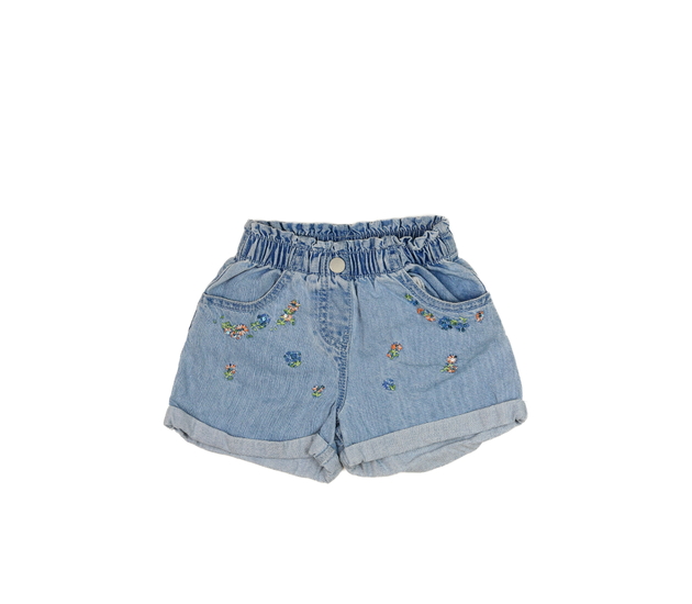 Modré riflové kraťasy s květinami Next
