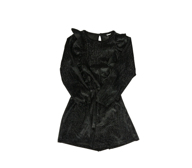 Černý společenský lesklý kraťasový overal Tu