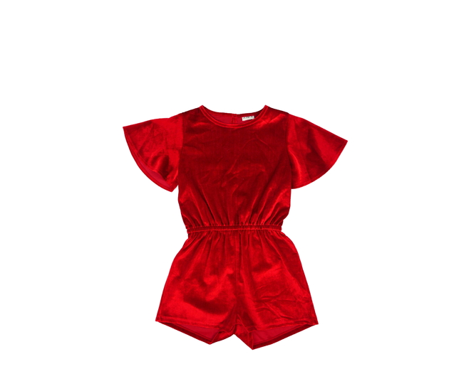 Červený kraťasový overal semišový F&F