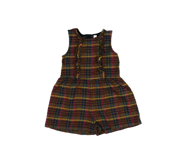 Tmavý kostkovaný teplejší kraťasový overal Tu