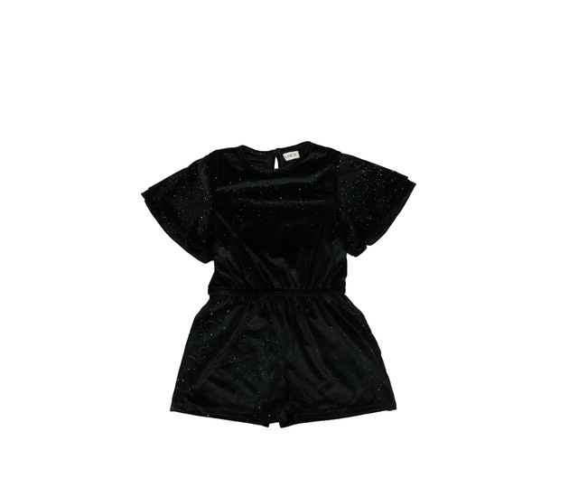 Černý lesklý semišový kraťasový overal F&F