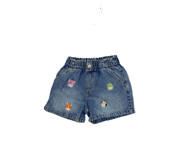 Modré riflové kraťasy s vyšitými obrázky H&M