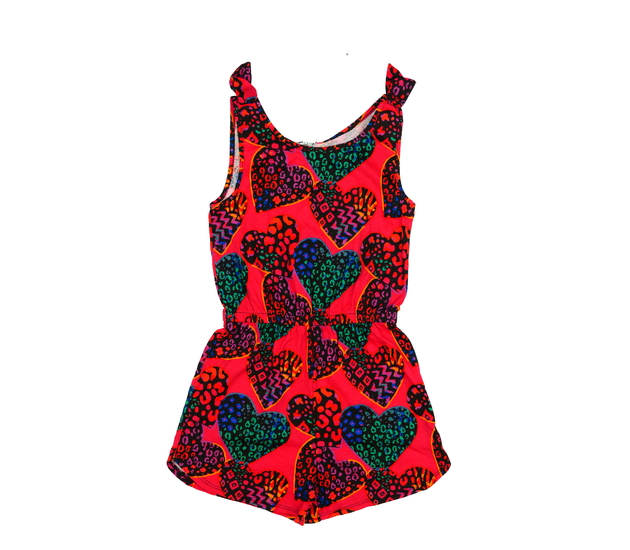 Červený kraťasový overal se srdíčky Tu 