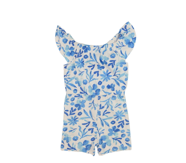 Bílý kraťasový overal s modrými detaily Primark 