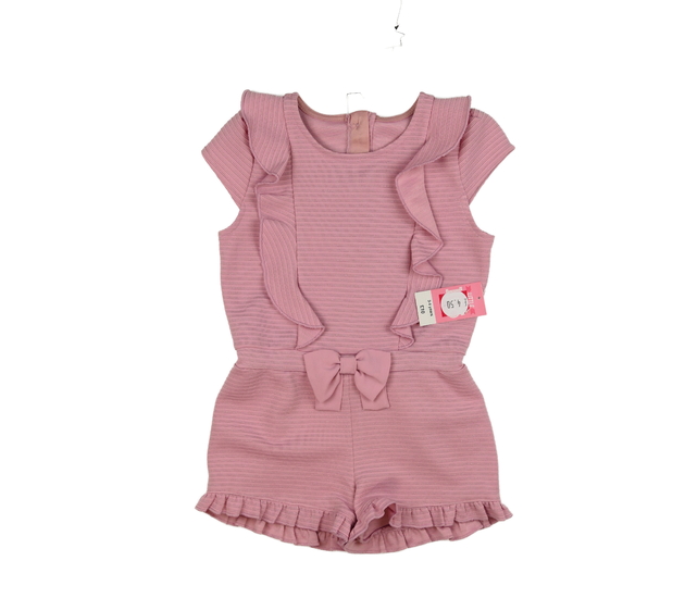 Nový růžový kraťasový overal s volánky