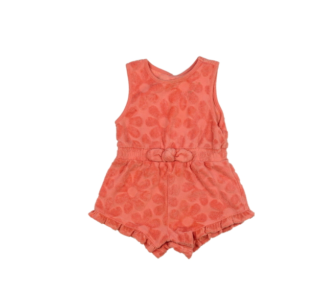 Růžový květinový kraťasový overal George