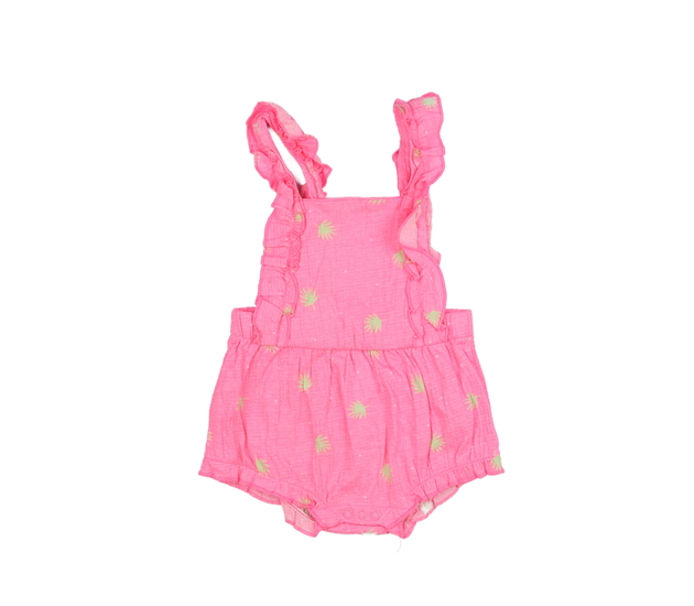 Růžový letní kraťasový overal s listy 