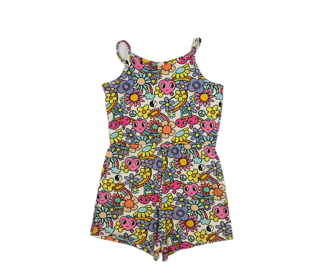 Krémový kraťasový overal s květinami George