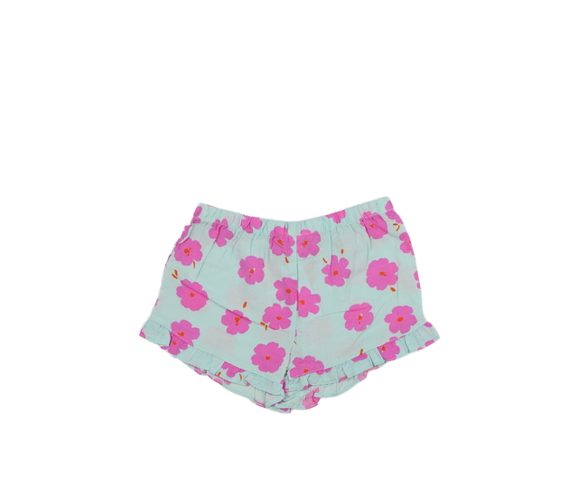 Modré kraťasy s květinami 