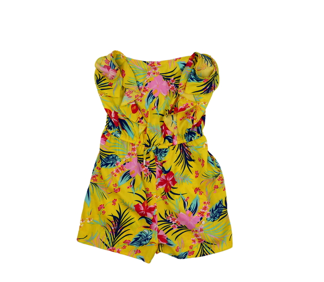 Žlutý letní kraťasový overal s listy Primark 