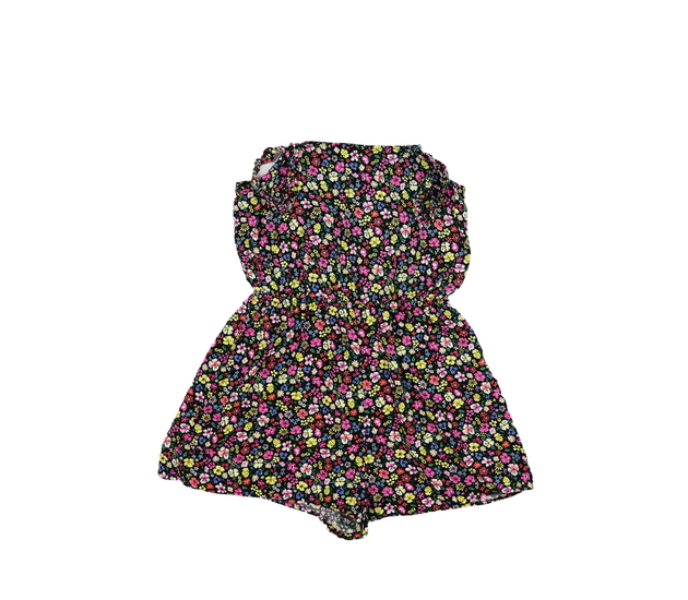 Černý kraťasový overal s květinami New Look 