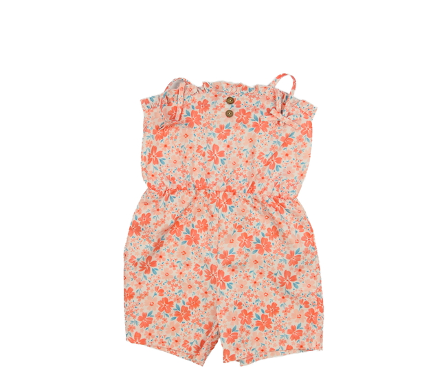 Světlý květinový kraťasový overal 