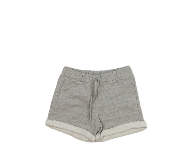 Šedé melírované kraťasy s lesklou tkaničkou 