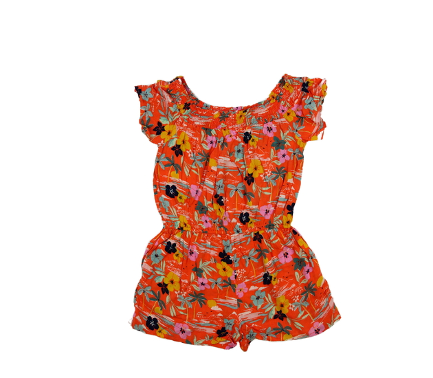 Oranžový kraťasový overal s obrázky M&S