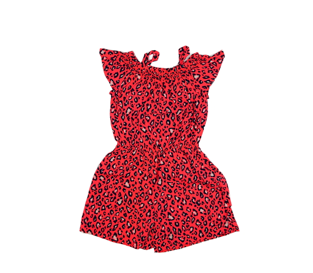 Sytě růžový vzorovaný kraťasový overal Tu 