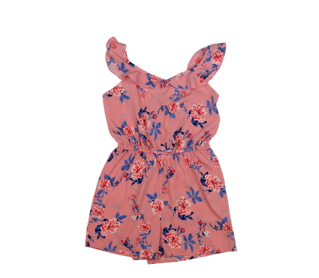 Růžový květinový kraťasový overal Primark 