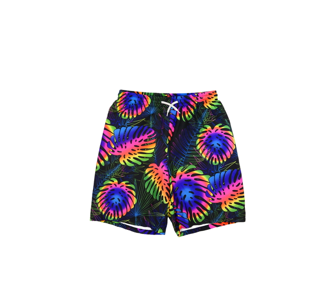 Tmavé plážové kraťasy s listy 