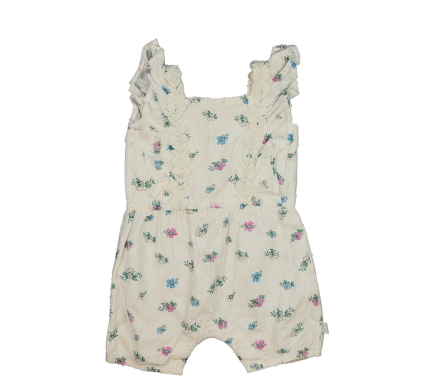 Bílý květinový kraťasový overal River Island 